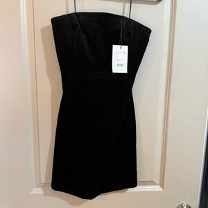 NWT Theory Classic Black Strapless Mini Dress - Black Velvet